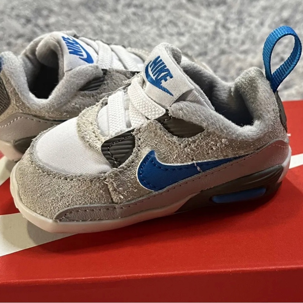 Nike Toddler Air Max 90 Crib (CB) Shoes Size 2C White/Grey/Blue $24.
